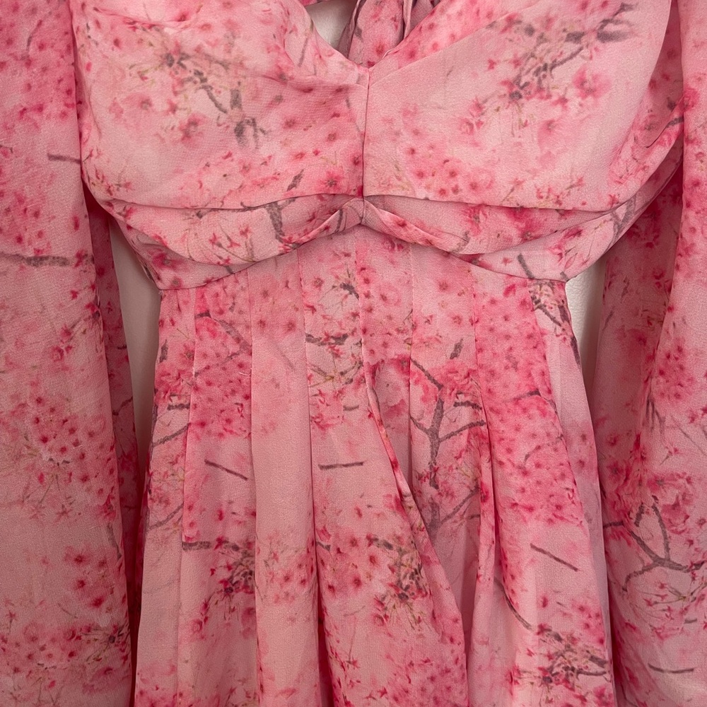 Floral Pink Long Sleeve Dress
